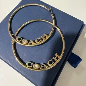 Coach Gold Logo Hoop Earrings